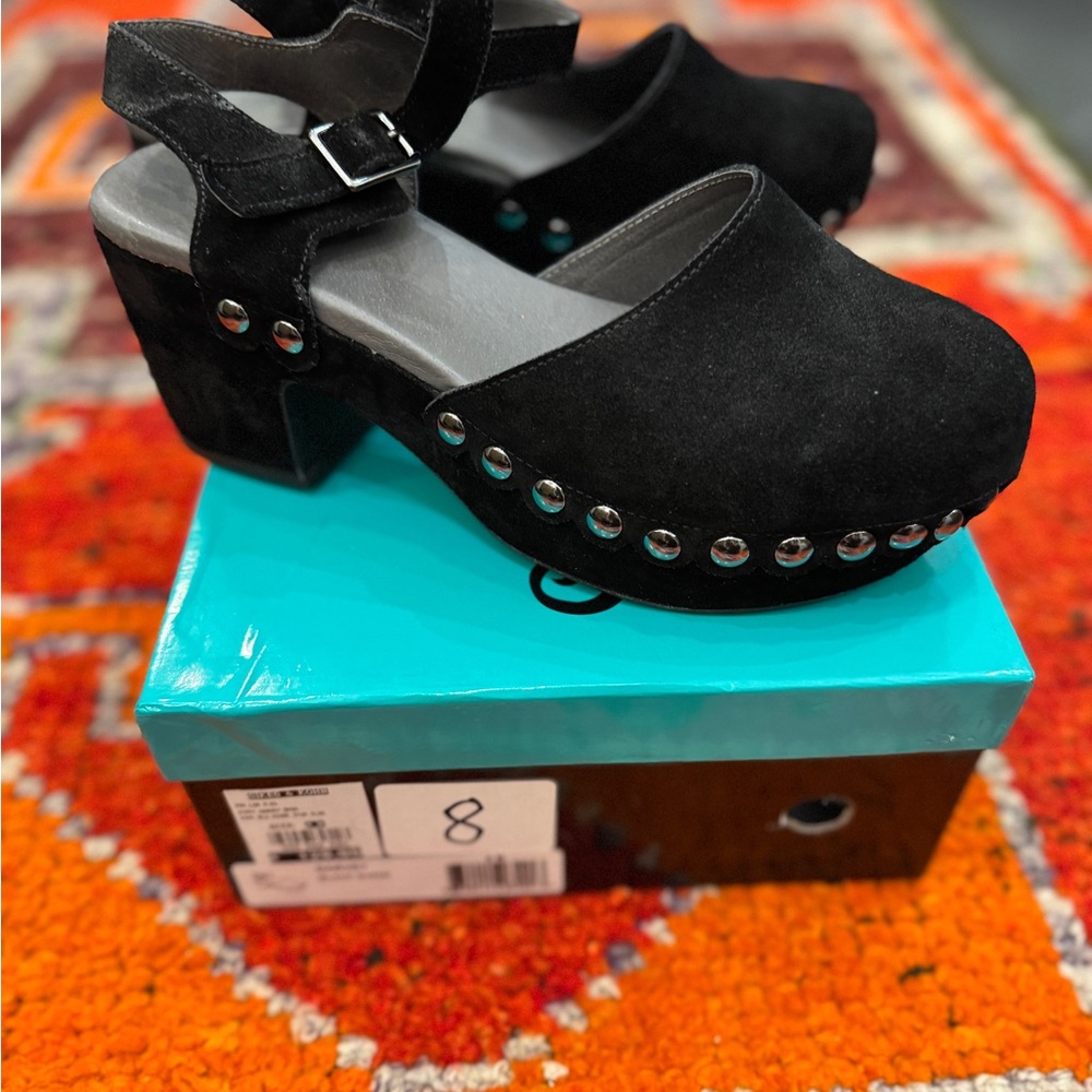 Chocolat Blu Black Suede Studded Mules - Picture 6 of 8